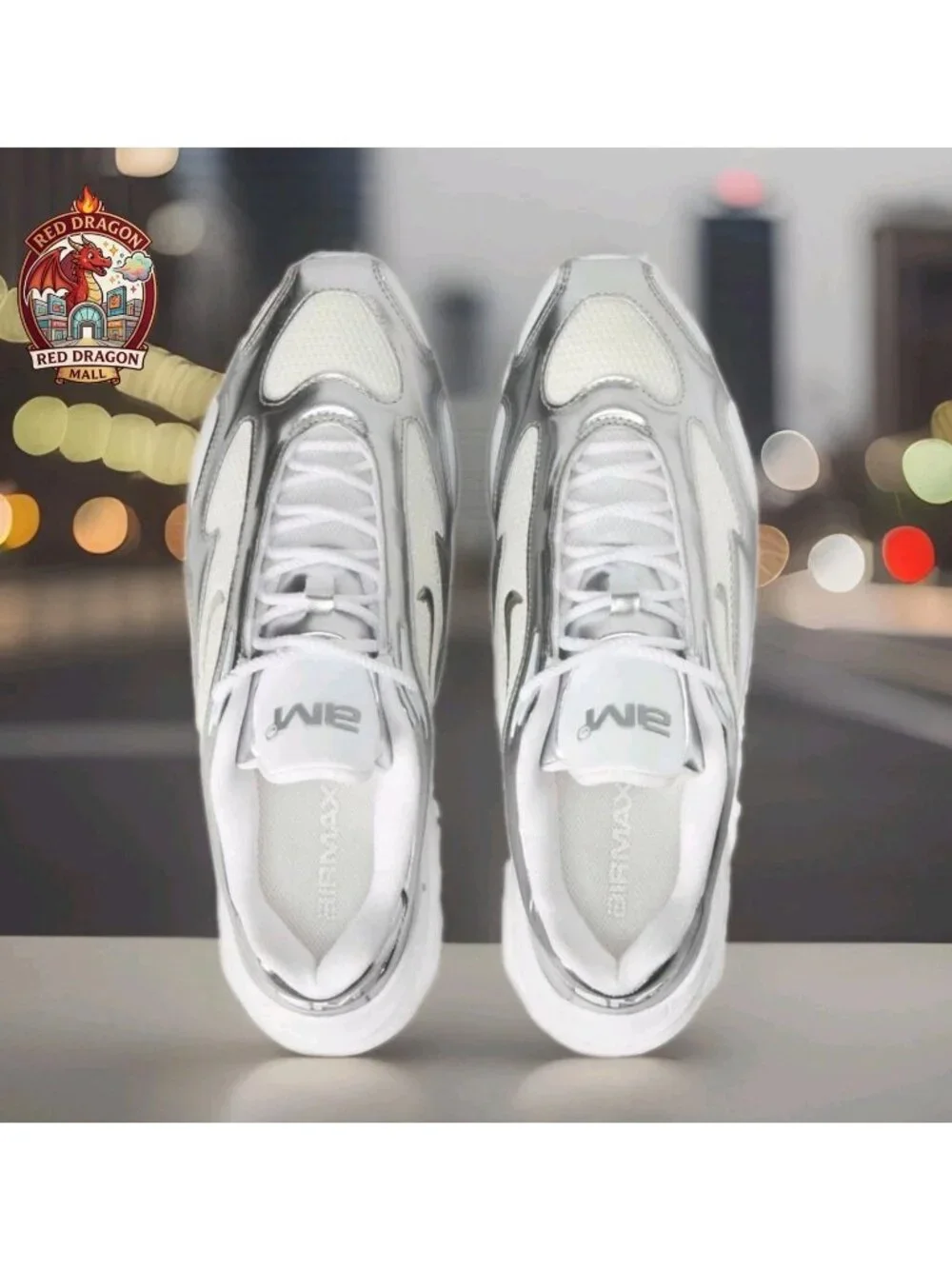 Nike Air Max Muse Mesh Lace-Up Sneakers White Silver FV1920-100 - Women's Sz 8.5